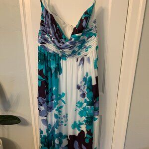 Strapless ruched silk gown